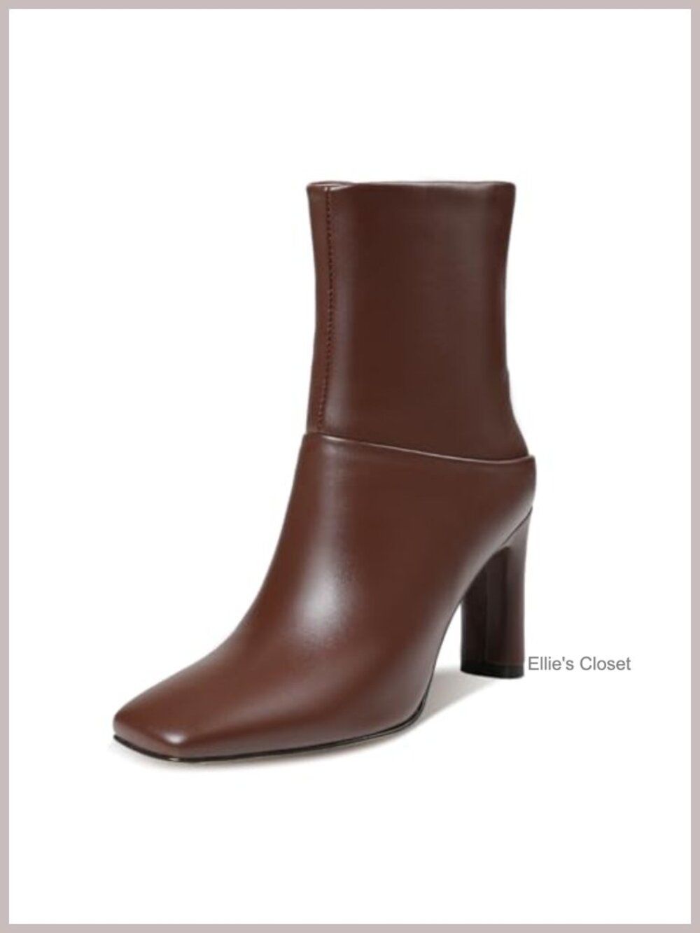 Women's Faux Leather Ankle Boots Square Toe Block Heel Side Zip